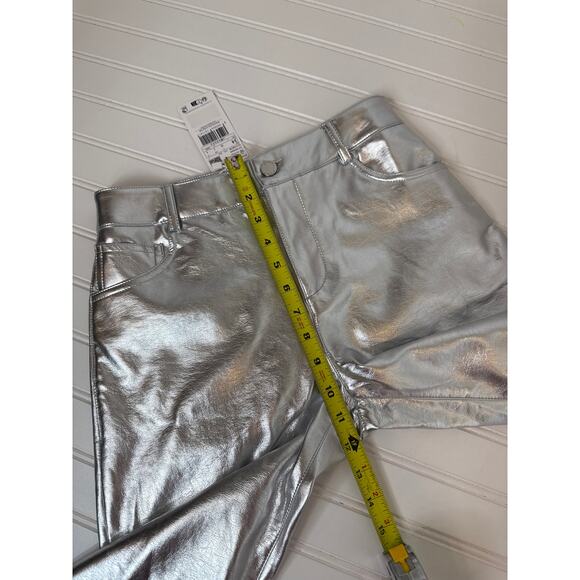 NWT Mango Silver Metallic Straight Leg Jeans High Waisted Womens Size 2 - Picture 4 of 6